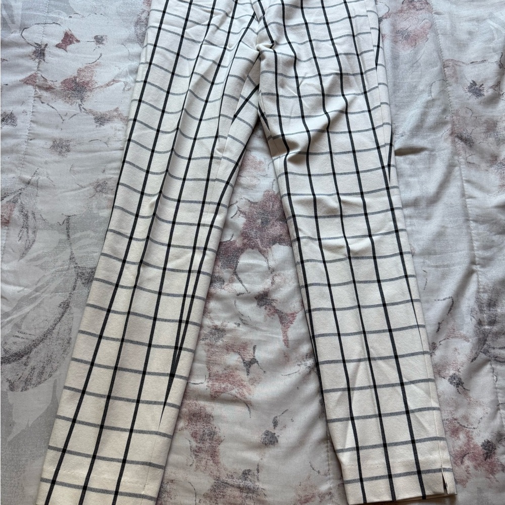 Banana Republic Black and White Dress Pants with Grid Pattern